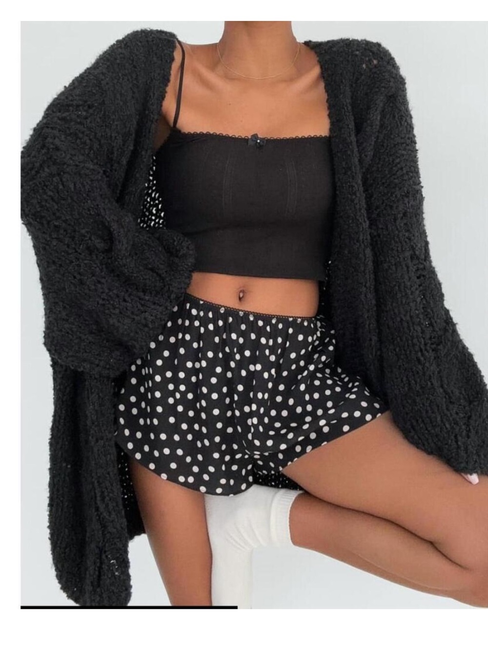 Rumored Black Open-Knit Cardigan